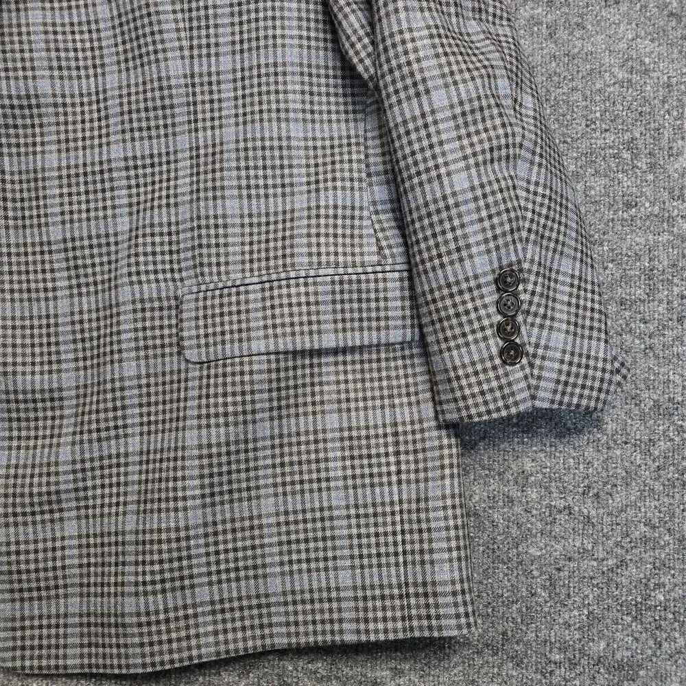 Ralph Ralph Lauren Blue Gray Check Tweed Blazer Men's 54R Regular Fit Two-Button